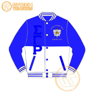 Chaqueta universitaria bordada de satén Sigma Gamma Rho personalizada, chaquetas de mujer de ropa griega transpirable de alta calidad para hermandad - Product Image 5