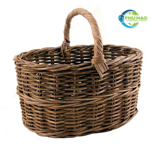 Cesta de flores tejida de ratán hecha a mano, cesta de campo VINTAGE, cesta de Picnic de regalo de huevo de Pascua duradera con asa - Product Image 2