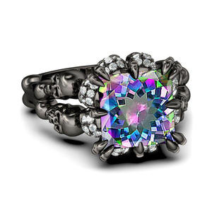 Bague Jeulia en argent sterling noir avec crâne taillé princesse pour anniversaire - Product Image 3