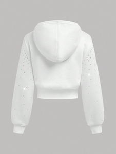 Último diseño cómodo largo mujer casual diamantes de imitación Sudadera con capucha talla grande invierno estampado ropa Mejor Precio venta en línea - Product Image 2