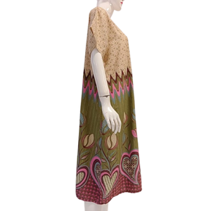 Vestido de mujer con botones hasta la rodilla de Chrysanta, hecho de 100% rayón de alta calidad. - Product Image 3