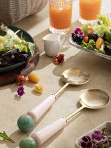 Serveur à salade de qualité vintage Outils à salade avec poignées en marbre Parfait pour les événements spéciaux Hôtel et Resort de l'Inde - Product Image 3