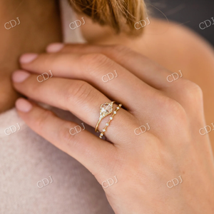 Bague de fiançailles en moissanite taille rose certifiée GRA, 0,50 CT, bijoux de fiançailles vintage pour femmes, or blanc, bague faite à la main - Product Image 5