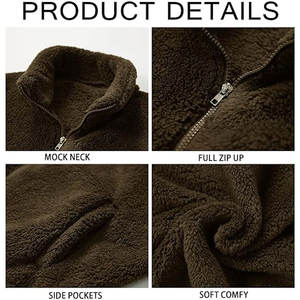 Veste en polaire sherpa pour homme, de haute qualité, chaude pour l'hiver, confortable, décontractée, vêtements d'extérieur, col montant doux, logo sur le devant - Product Image 5