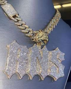 10K plaqué or massif deux tons coupe ronde VVS Moissanite lettre personnalisée entièrement glacé pendentif Hip Hop en argent Sterling pour rappeur - Product Image 1