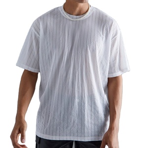 เสื้อยืดผู้ชายผ้าฝ้าย100% โอเวอร์ไซส์ไหล่ตกไซส์พร้อมโลโก้ตามสั่ง/ดีไซน์ล่าสุดเสื้อแนวสตรีทตาข่ายสำหรับผู้ชาย - Product Image 1