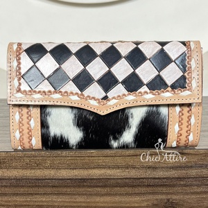 กระเป๋าสตางค์หนังแท้ทรงยาวสำหรับผู้หญิงกระเป๋าคลัทช์หนังแท้ทรงยาวใช้มือสั่งทำจากโรงงาน - Product Image 1