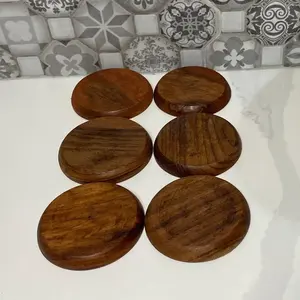 Custom Walnut Wood <b>Drink</b> <b>Coasters</b> Set Handmade Wooden Beverage Mats for Home Decor Gift Use - Product Image 3