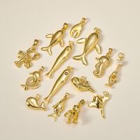 Breloques en cuivre plaqué or 18 carats représentant des animaux marins (baleine, dauphin, requin, hippocampe, homard, pieuvre, poisson) pour la création de bijoux de mode