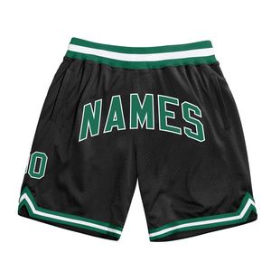 Shorts de basketball personnalisés noir-vert-blanc authentiques style rétro ZIAKOT INDUSTRY - Product Image 1