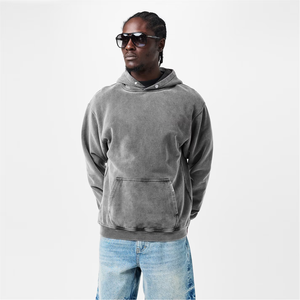 Sudadera con capucha lisa en blanco con bolsillos de canguro para hombres Sudadera con capucha ligera sin cremallera Sudadera con capucha unisex para moda callejera - Product Image 4