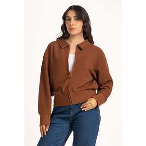 Regular Fit Solid Knitted <b>Zipper</b> Sweater Autumn Men's Casual Pullover Jacket Soft 100% Polyester Fabric Fashion Outerwear OEM - Product Image 3