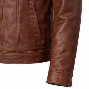 Chaqueta de cuero personalizada con cremallera de primera calidad para hombre, estilo con chaquetas de cuero para hombre, chaqueta de cuero de manga larga - Product Image 5