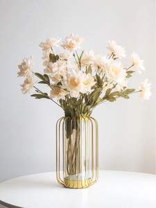 Premium Matte White Marble Flower <b>Vase</b> with Modern Metal <b>Stand</b> Handmade Tabletop Decorations for Parties and Weddings - Product Image 2