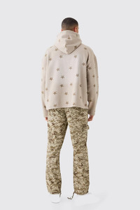 Sudadera con capucha de gran tamaño Unisex de 100% algodón con estampado personalizado para hombre, dobladillo crudo grueso de invierno, lavado ácido Vintage, teñido liso, se desvanece el sol - Product Image 2