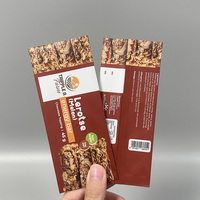 Sachet d'emballage personnalisé imprimé mat avec fermeture centrale, en feuille de Mylar laminée, pour barres chocolatées, protéinées, énergétiques, bonbons et snacks