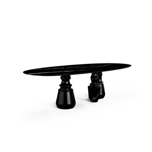 Pietra Oval XL Nero Marquina Dining <b>Table</b> Contemporary Wooden Set Kitchen <b>Table</b> with Stylish Assembled Design - Product Image 5