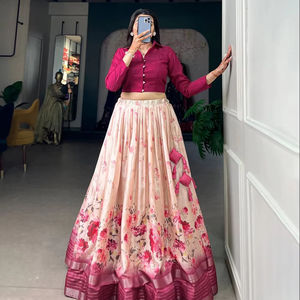 Vestido de Noche Elegante de Crepé de Seda de Alta Calidad con Estampado Floral, Estilo Salwar Kameez Moderno, Vestido Largo Glamuroso para Fiestas, Sin Esfuerzo para Adultos - Product Image 2