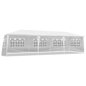 8-Sided 10x30ft White Folding <b>Tent</b> with <b>2</b> Doors & 6 Windows 60 PE & Powder Coated Iron Pipe for Weddings & Parties - Product Image 1