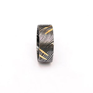 Bague en acier Damas classique Burraq, fabriquée à la main, avec boîte à bague, cadeau idéal pour papa, mari, petit ami, personnalisation OEM - Product Image 3