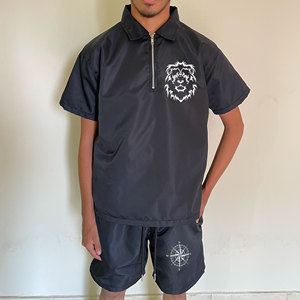 Ensemble de vêtements de sport pour homme, respirant, imprimé, fin, à séchage rapide, avec haut à manches courtes et short de sport - Product Image 1