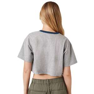 Camiseta corta holgada de cuello redondo Sexy para mujer personalizada, camisetas de algodón orgánico 100% de manga corta a la moda para mujer - Product Image 4