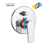 Robinet de douche et de bain monocommande M RUBINETTERIA en chrome poli avec inverseur 2 voies intégré, série verte, modèle en pack unique