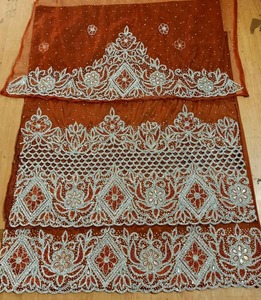 Nueva llegada al por mayor bordado hecho a mano nupcial somalí George envoltura tela para hacer ropa de fiesta y vestidos de novia de exportación - Product Image 3