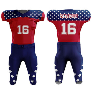 Directo de fábrica Multi-Colorido Sublimación completa Poliéster Fútbol americano Uniforme Jersey Conjunto Juventud Compresión Mangas cortas - Product Image 4