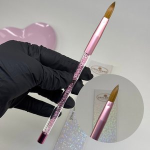 Pennello per Unghie Acriliche Kolinsky Rosa Ovale per Principianti con Manico in Metallo e Ghiera Crimpata in Confezione per Applicazioni Acriliche - Product Image 5
