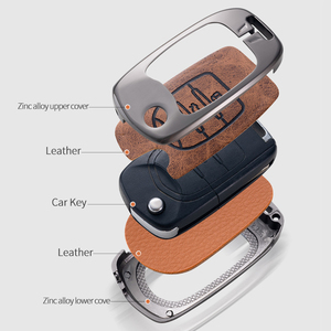 Porte-clé de voiture en <span class=keywords><strong>cuir</strong></span> pour Wuling Mini EV 3 boutons porte-clé de voiture à distance porte-clés accessoires - Product Image 4