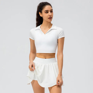 Tennis Wear Pleated Skirt High Waisted Skater Skort Sport Clothes Running Ball Pockets Women Exercise <b>Dress</b> Breathable Quick - Product Image 3