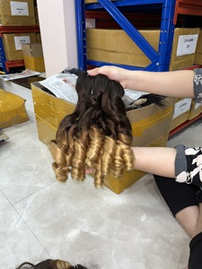 Printemps Funmi Paquets de cheveux bouclés Double Drawn Bouncy Curly Bundles Ombre Color from Vietnam Hair Factory - Product Image 4