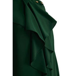 เสื้อคลุมสีเขียวมีกระดุมระบายสำหรับสตรีผ้าฝ้ายทอ - Product Image 2
