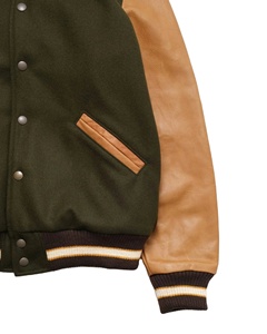 Chaqueta universitaria de lana con logotipo personalizado para hombre, Mangas de cuero, forro de satén, chaqueta clásica Vintage CollegeBaseballjacket para hombre - Product Image 3