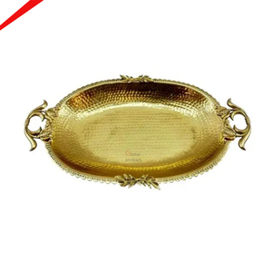 ถาดเสิร์ฟโลหะดีไซน์หรูหราสีทองลายตอก สำหรับโรงแรม บาร์ และร้านอาหาร - Product Image 1