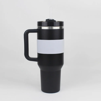 Gobelet isotherme personnalisé avec logo, 40 oz, en acier inoxydable écologique à double paroi, avec poignée et paille, isolation thermique 12-24 heures, style américain