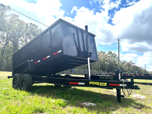 Remorque à benne basculante 7X14 avec parois de 4 'Freins électriques à levage télescopique 14K GVWR Utilisation agricole Moteur à engrenages Essieu Combo Gate Garantie de 2 ans - Product Image 2