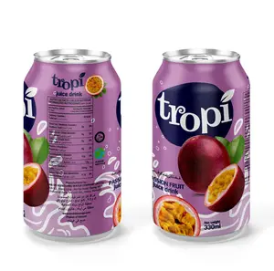 Échantillon gratuit Boisson au jus de fruit de la passion Boîte de 330 ml Produit de marque Tropi du fabricant de boissons du Vietnam