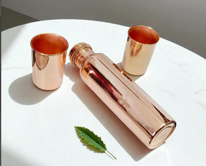 Pure Copper <b>Water</b> <b>Bottle</b> for Drinking <b>Water</b> 900 ml Hammered Finish - Product Image 1