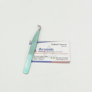 Alta calidad profesional 90 grados Ombre puntiagudo Acero inoxidable diamante agarre extensión de pestañas pinzas logotipo personalizado al por mayor - Product Image 3