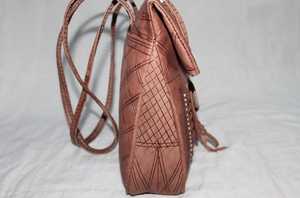 Genuine Leather <b>Moroccan</b> Embossed Bohemian Embroidered Fashion Crossbody Shoulder Bag Geometric Pattern Drawstring Closure for - Product Image 5