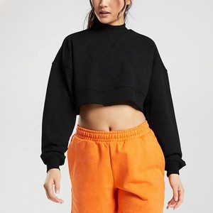 2024 nueva llegada de calidad Premium mujeres Crop Top sudaderas con capucha transpirable invierno cordón tipo Crop Hoodie - Product Image 6