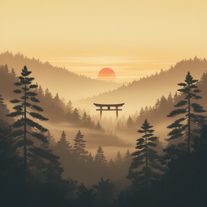 T-shirt a maniche lunghe vintage con grafica tramonto giapponese per Big Foot Samurai, design promozionale in stile giapponese - Product Image 3