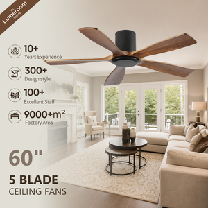 60 Inch Modern <b>Ceiling</b> <b>Fan</b> with <b>Remote</b> <b>Control</b>, 5 Blade Wood <b>Ceiling</b> <b>Fan</b> for Living Room Bedroom Great Room - Product Image 1