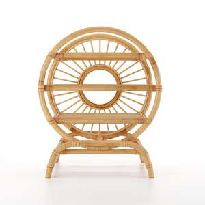Floor Standing Natural Rattan <b>Book</b> <b>Shelf</b> Round <b>Shelves</b> <b>Books</b> Racks Wholesale Customized logo Accepted - Product Image 5