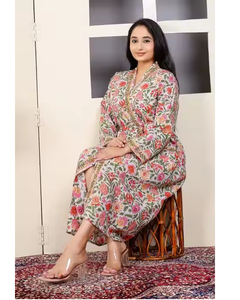 Maxi Robe para mujer en algodón suave con estilo Kimono Wrap Ropa de dormir de verano ligera y vestido de salón para uso diario - Product Image 4