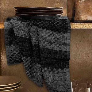 Serviettes de cuisine Chess 100% coton jetables écologiques antimicrobiennes noires grises style popcorn en tissu éponge de luxe douces super - Product Image 5