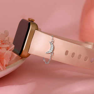 Silver Celestial Watch Charm Bohemian Religious Style <b>Gold</b> Plated Stainless Steel Natural Gemstone Featuring 'Celestial' <b>Letter</b> - Product Image 5