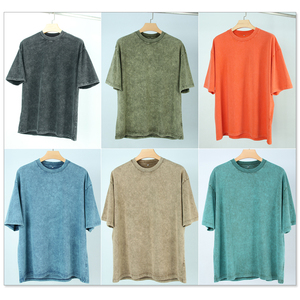 Ropa de calle para hombre, camiseta lavada negra con piedra, Camiseta con estampado de lavado ácido personalizado, camiseta Vintage de algodón 100% en blanco de gran tamaño - Product Image 2